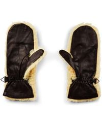 Bottega Veneta - Teddy Shearling And Leather Logo Gloves Accessories - Lyst