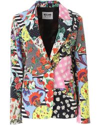 Moschino - Jeans Patchwork-Printed Tailored Blazer - Lyst