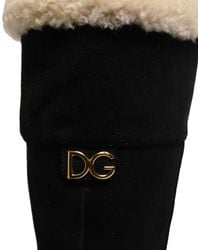 Dolce & Gabbana - Black Suede Leather Knee High Boots Shoes - Lyst