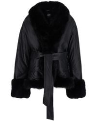 ROTATE BIRGER CHRISTENSEN - Leather Jacket With Eco-Fur Inserts Lamb Coat - Lyst