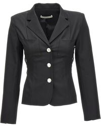 Alessandra Rich - Single Breast Lace-Up Blazer Jacket - Lyst