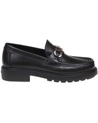 Ferragamo - Duglas Leather Loafers With Gancini Buckle - Lyst