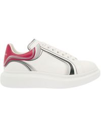 Alexander McQueen - White Bordeaux And Silver Leather Oversized Sneakers - Lyst