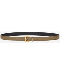 Saint Laurent - Leather Belt Cassandre Calfskin - Lyst