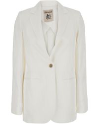 Semicouture - Blazer Viscose Linen With Classic Collar And Front Closure For Blazers - Lyst