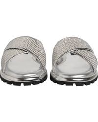 Dolce & Gabbana - Silver Strass Slides Flats Slippers Shoes - Lyst