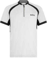 BOSS - Technical Zip-Neck T-Shirt Polyester Polo Shirts - Lyst