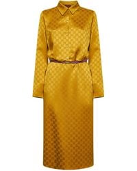 Gucci - Gg Jacquard Viscose Midi Shirt Dress - Lyst