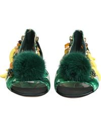 Dolce & Gabbana - Mink Fur Satin Banana Leaf Sandals Shoes Silk Hay - Lyst