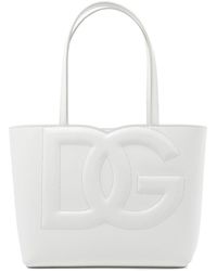 Dolce & Gabbana Dg Logo Embossed Small Tote Bag - White