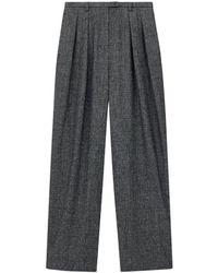 Emporio Armani - Checked Flannel Trousers With Pleats - Lyst