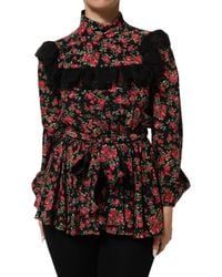 Dolce & Gabbana - Floral Print Long Sleeve Blouse Top - Lyst