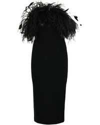 Max Mara Studio - Eolo Dress In Silk And Wool With Feathers - Lyst