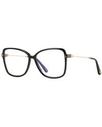 Tom Ford - Eyeglasses Butterfly Full Rim, Shiny Frame And Clear Light Block Lens Ft5953-B001 Sunglasses - Lyst