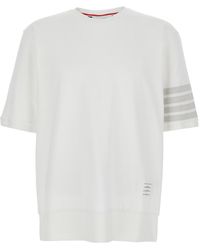 Thom Browne - T-Shirt With Classic Collar And 4-Bar Detail On Slee - Lyst