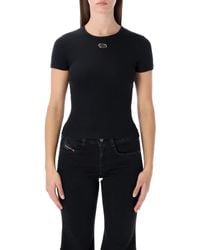 DIESEL - Slim-Fit Stretch Cotton T-Shirt With Metallic Oval D Logo - Lyst