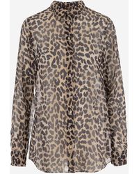 Aspesi - Silk Shirt With Leopard Print - Lyst