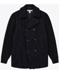 Comme des Garçons - Coat Woven Felted Wool Double-Breasted Short Coat With Ribbed Knit Sleeves - Lyst