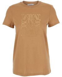 Max Mara - Crewneck T-Shirt With Logo Embroidery Cotton T-Shirts & Jerseys - Lyst