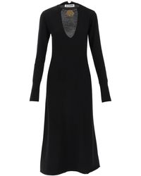Jil Sander - Wool Knit Midi Dress With Necklace - Lyst