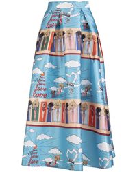 ALESSANDRO ENRIQUEZ Long Bell Skirt With All-over Barbie Print - Blue