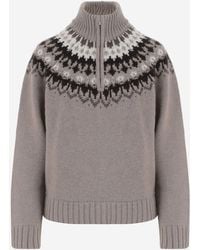 arch4 - Cashmere Sweater With Jacquard Pattern - Lyst