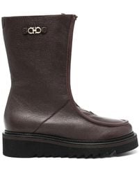 Ferragamo - Gancini-Plaque Ankle Boots - Lyst