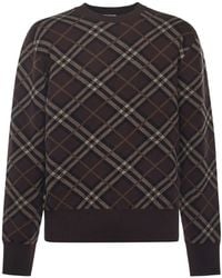 Burberry - Check Wool And Cashmere Sweater - Lyst