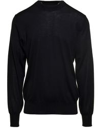 Givenchy - Blue Crewneck Pullover With Tonal Logo Embroidery In Wool And Silk Blend - Lyst