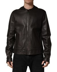Dolce & Gabbana - Lambskinleather Full Zip Biker Jacket Leather Clothing - Lyst