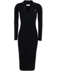 Elisabetta Franchi - Ribbed Knit Dress With Ajour Details Viscose - Lyst
