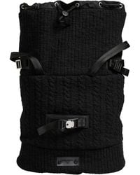 Dolce & Gabbana - Black Tricot Wool Blend Duffel Backpack Travel Borse Bag - Lyst