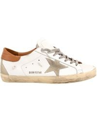 Golden Goose - Deluxe Brand Super-Star Leather Sneakers With Back Contrasting Patch - Lyst