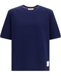Thom Browne - Jersey T-Shirt With Ribbed Cuffs Cotton T-Shirts - Lyst