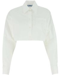 Prada - Cotton Poplin Shirt With Steel Cufflinks For - Lyst