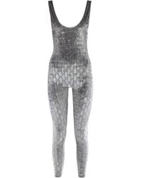 Gucci - Sweatshirt With Gg Embroidery Viscose Jumpsuits - Lyst