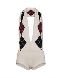 Mugler - Knit Bodysuit Argyle Virgin Wool Tops - Lyst