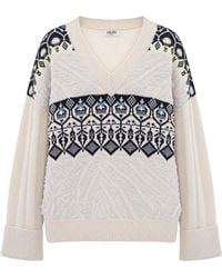 Liu Jo - Jacquard V-Neck Jumper Acrylic Sweater - Lyst