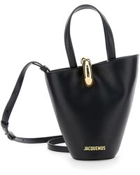 Jacquemus - 'Le Petit Bambina' Shoulder Bag With Embossed Logo Lettering On The Front And Fixed Shoulder Strap - Lyst
