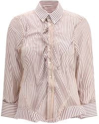 Maison Margiela - Layered Tulle Striped Shirt - Lyst