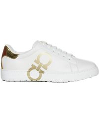 Ferragamo - Number Leather Sneakers - Lyst