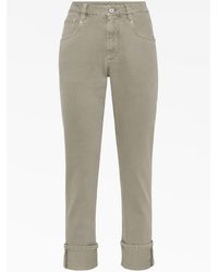 Brunello Cucinelli - Safari Cotton Straight Trousers With Cuffs - Lyst