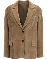 Brunello Cucinelli - Fluid Corduroy Jacket With Monile Viscose; Kashmir/Capra Hircus - Lyst