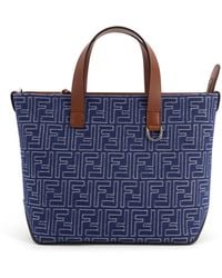 Fendi - Ff Jacquard Fabric And Leather Shopping Bag - Lyst