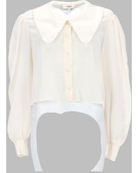 Chloé - Chloé Puff-Sleeve Crêpe De Chine Silk Blouse - Lyst