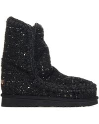 Mou - Sequin-embellished Tweed Boots - Lyst