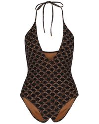 ワンピース水着 CELINE One-piece swimsuit with Triomphe motif Marrone Celine Triomphe Swimsuit in Brown | Lyst