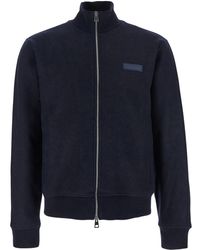 Givenchy - Blue Jacket With High Neck And Logo Patch On The Front In Wool And Cashmere Blend Man - Lyst