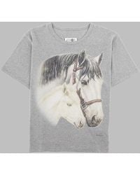 MM6 by Maison Margiela - Horse Portrait Print T-Shirt Cotton T-Shirts And Polos - Lyst