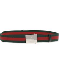 Gucci - Web Ribbon Belt With Rectangular Buckle - Lyst